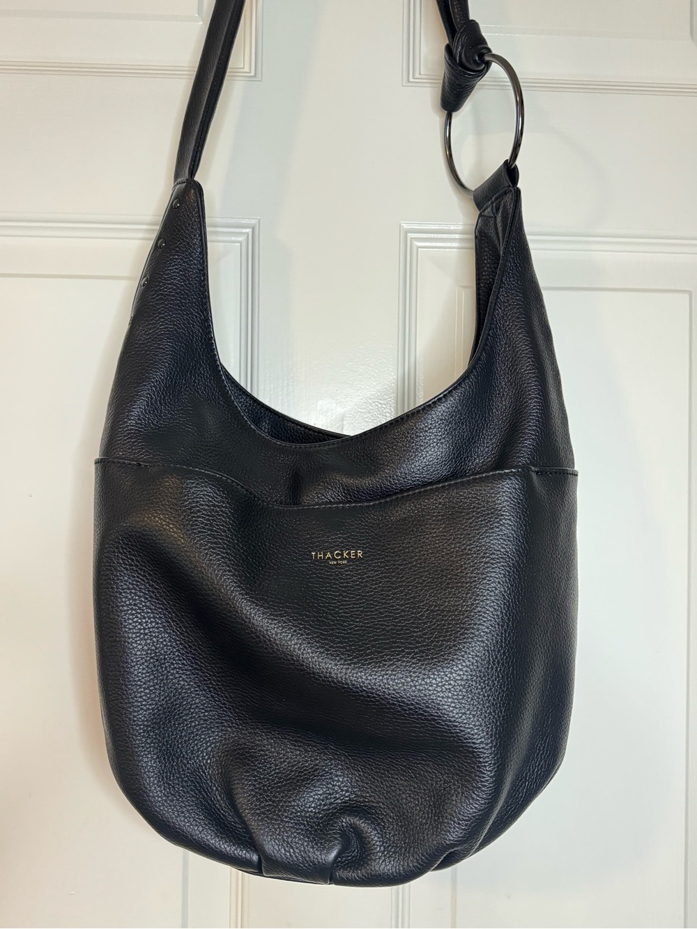 Thacker Black Leather “Tery” Hobo Shoulder Bag